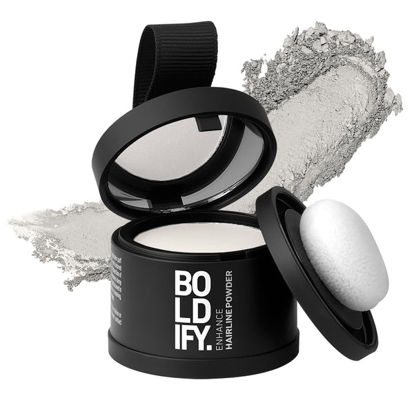 BOLDIFY Hairline Powder - Root Touch up & Hair Loss Cover Up, Instant Gray Coverage 48-Hour Stain-Proof Hair Color Powder for Women & Men, Hair Fibers and Hair Topper Alternative (White)