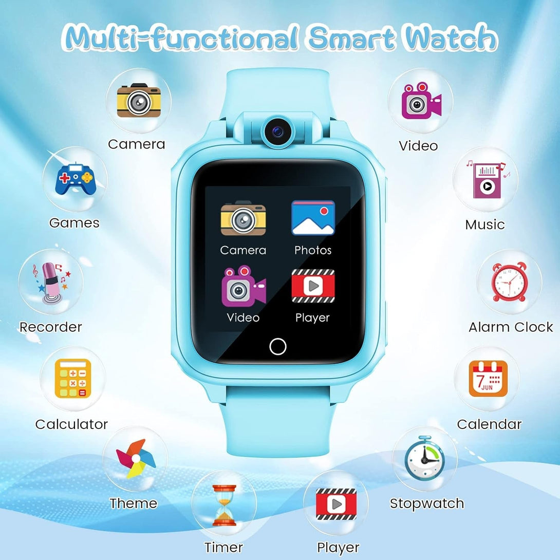 Kids Smart Watch Boys Toys - Smart Watch for Kids Game Smart Watch Gifts for 4-12 Years Old with 14 Games Camera Video Music Calculator Alarm Birthday Gift Age 3-9 (Blue)