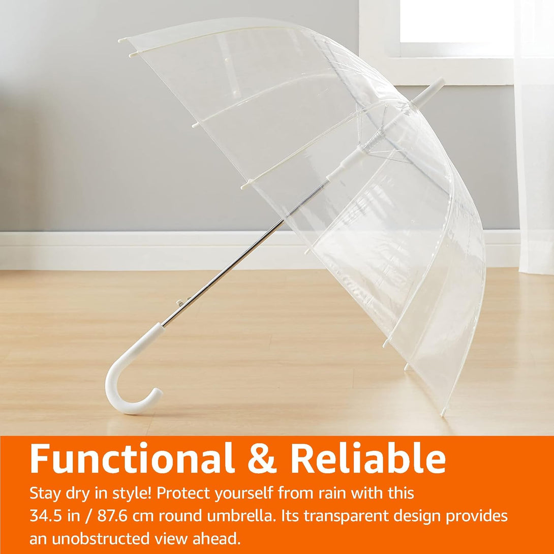 Amazon Basics Clear Bubble Umbrella, Round, 34.5 Inch