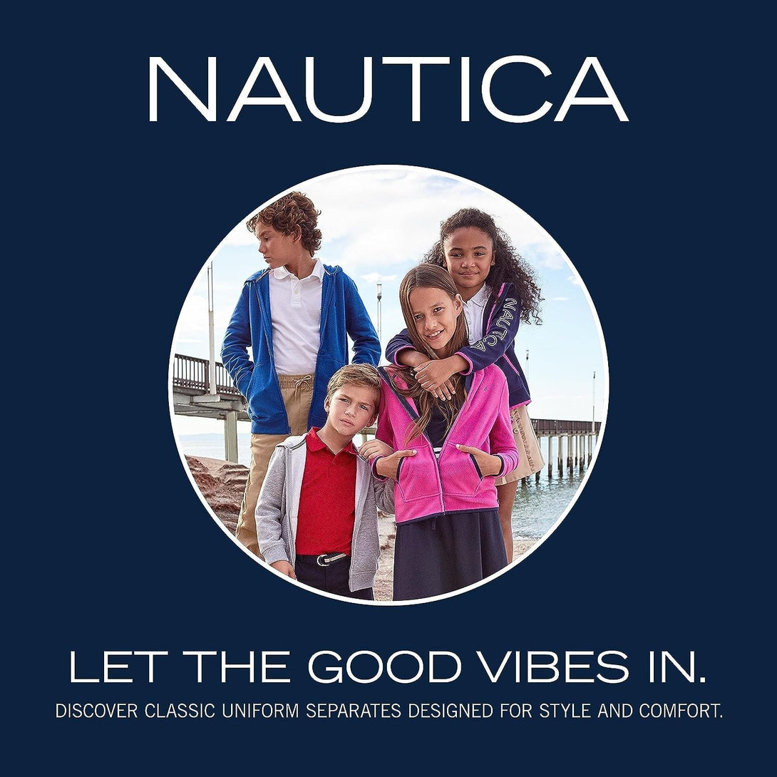 Nautica Girls' School Uniform Pleated Pull-On Scooter Skirt with Undershorts, Knit Waistband & Functional Pockets