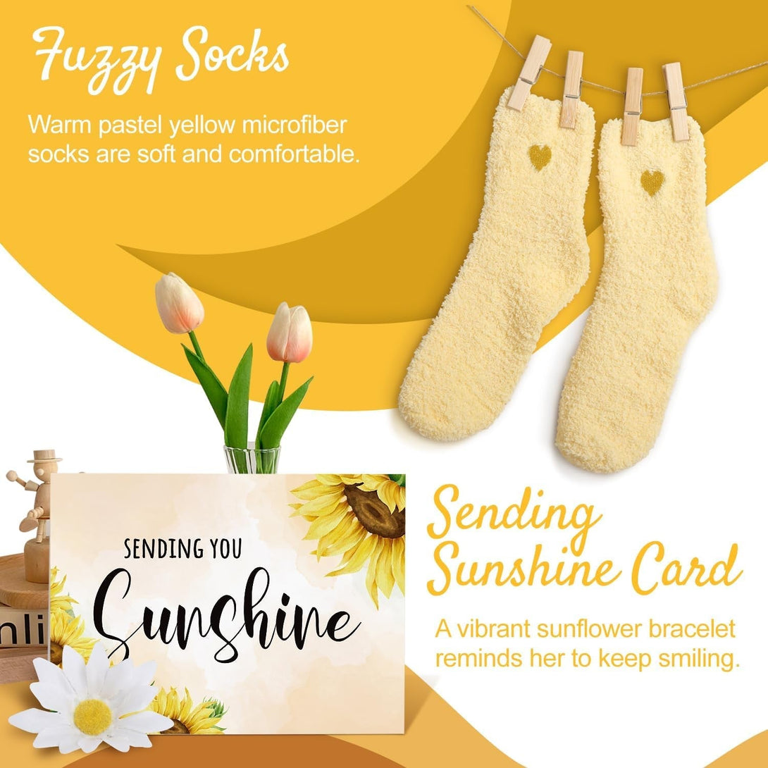 Get Well Soon Gift Baskets for Women, 9Pcs Care Package for Women, after Surgery Recovery Gifts, Feel Better Set Thinking of You - Sending You Hug Sunshine Box for Sick Friend