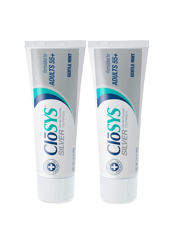 Closys Silver Fluoride Toothpaste for Adults 55+, 3.4 Ounce (Pack of 2), Gentle Mint, Travel Size, TSA Compliant, Ph Balanced, Enamel Protection, Sulfate Free