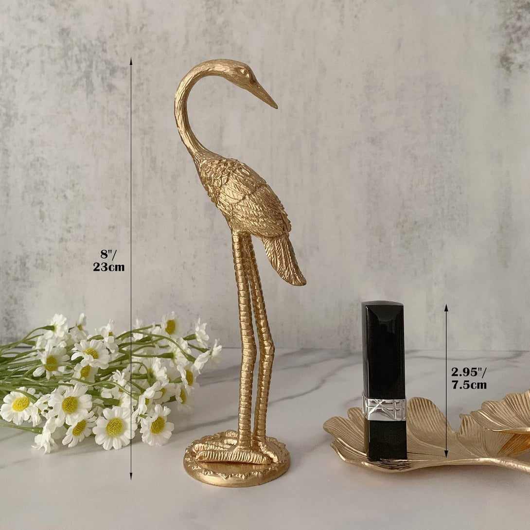 Metal Crane Ring Holder Stand for Jewelry, Engagement and Wedding Ring Display, Gold Decorative Ornaments Home Decor for Living Room, Bedroom, Desktop, Cabinets