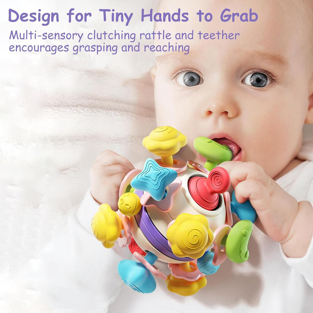 Baby Sensory Teething Toys, Teethers for Babies 0 3 6 9 12 18 Months, Shower Gifts for 1 2 One Two Year Old Girls Boys, Infant Chew Rattles Toys, Newborn Toddler Montessori Learning Developmental Toy