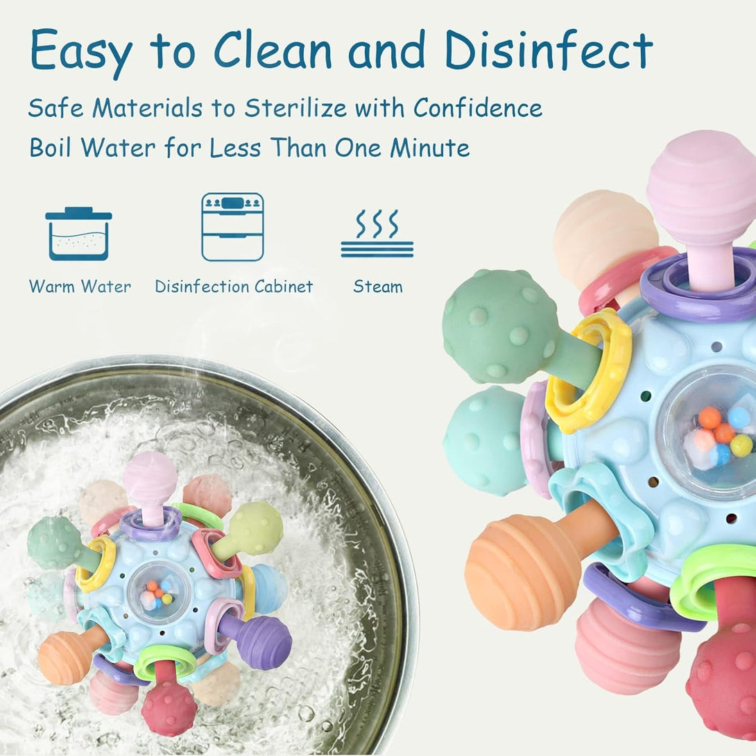 Baby Teething Toys - Infant Sensory Chew Rattles Toys - Newborn Montessori Learning Developmental Toy - Teethers for Babies 0 3 6 9 12 18 Months - Shower Gifts for 1 2 One Two Year Old Girls Boys