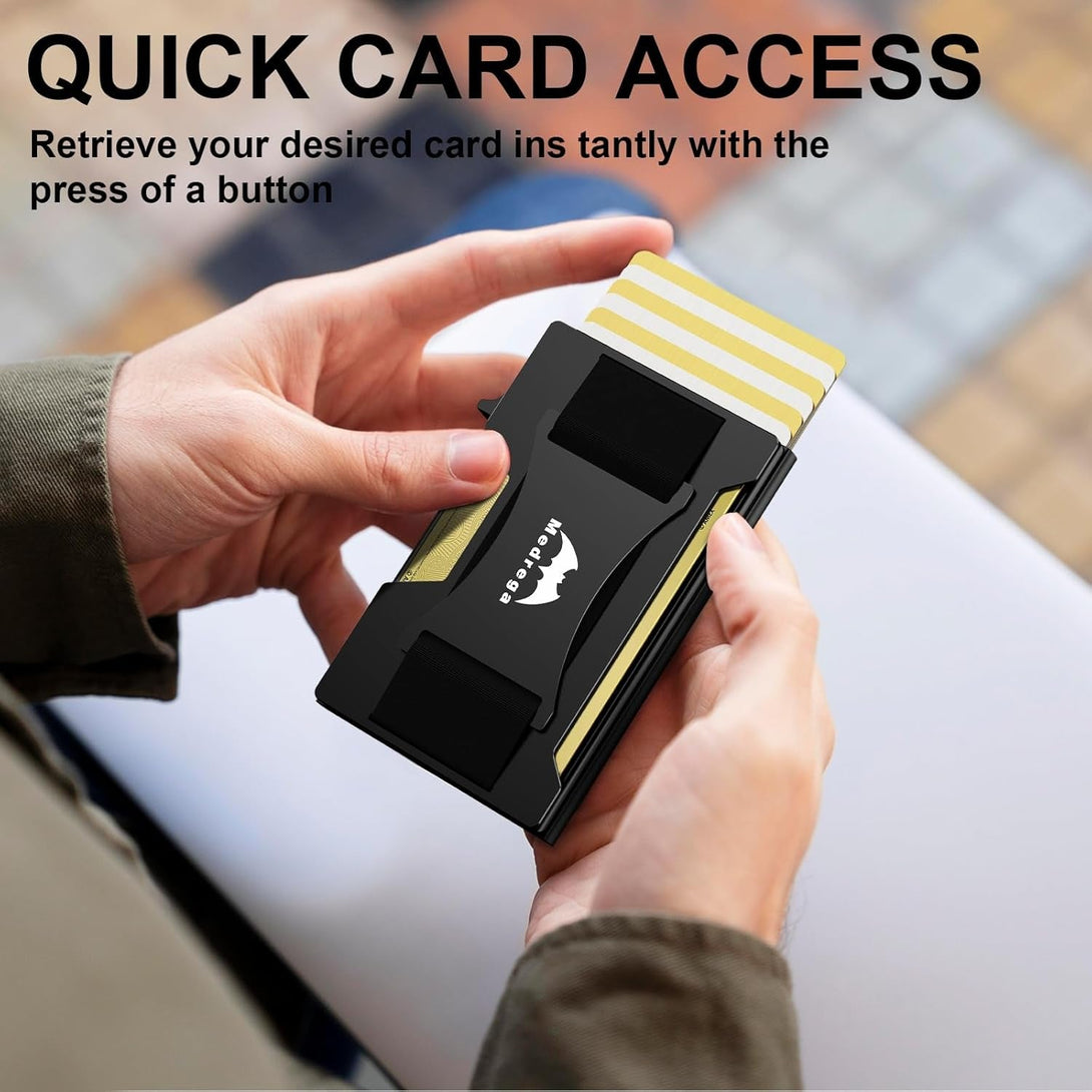 Smart Wallet for Men Slim Minimalist: Metal Pop up Wallet - RFID Front Pocket Credit Card Holder - Gift for Male Husband at Anniversay Brithday