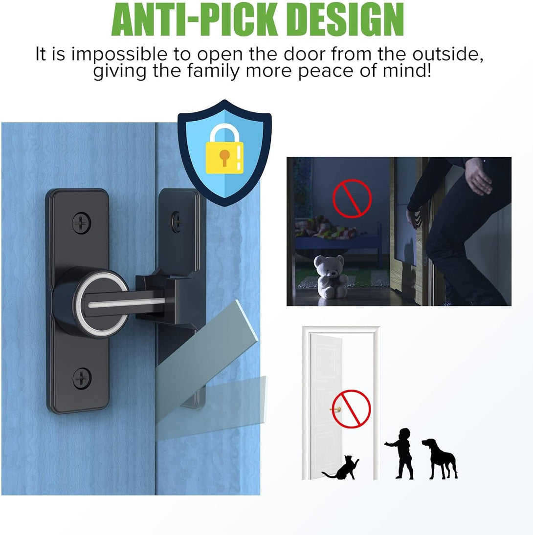 Barn Door Lock Hardware, 90 Degree Heavy Duty Gate Latches Flip Latch Safety Door Bolt Latch Lock, Barn Sliding Door Latch Lock Suitable for Garden, Bathroom, Outdoor, Garage, Window