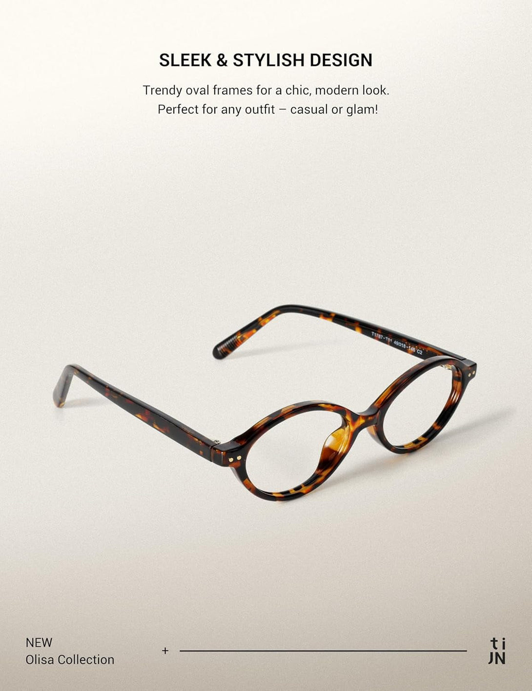 TIJN Olisa Blue Light Blocking Glasses for Women Men,Oval Glasses Frame Bluelight Glasses for Gaming/Computer/Screen