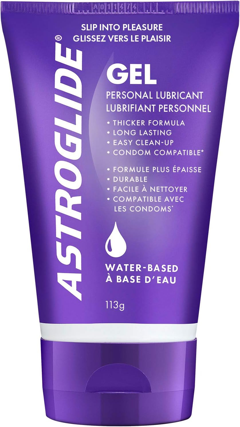 Astroglide Water Based Lube (4Oz), Ultra Gentle Gel Personal Lubricant for Vaginal and Anal Sex, Stays Put with No Drip, Sex Lube, Long-Lasting for Men, Women and Couples, Safe for Toys