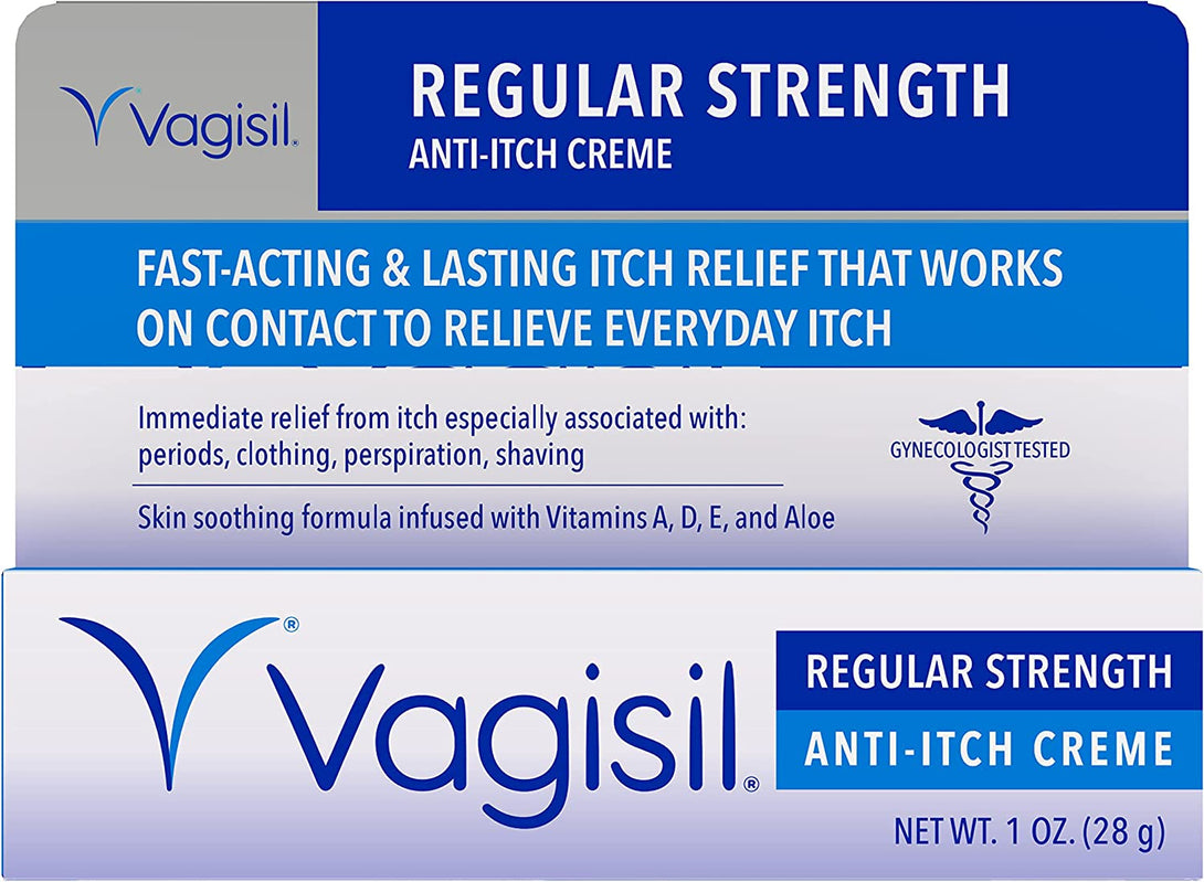 Vagisil Regular Strength Anti-Itch Feminine Cream for Women, Gynecologist Tested, Hypoallergenic, Fast-Acting and Long-Lasting Itch Relief, Vaginal Moisturizer Soothes and Cools, 1 Oz (Pack of 1)