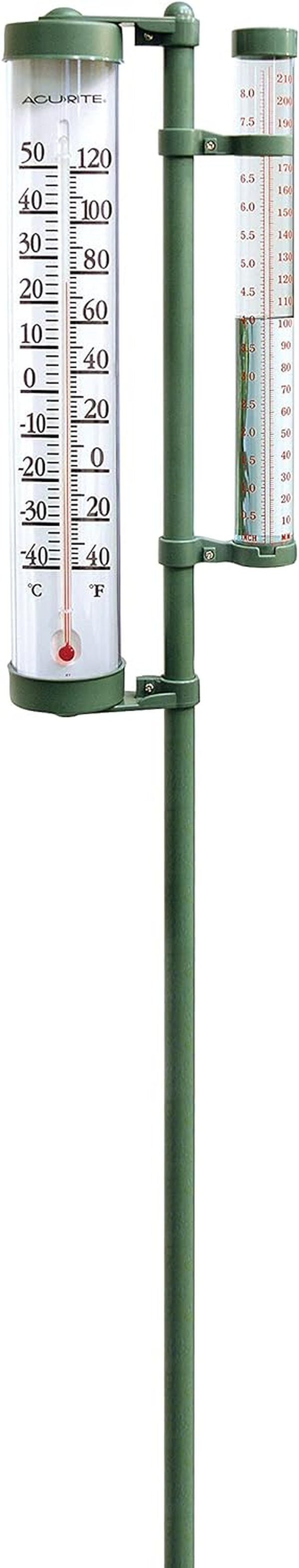 Acurite 02345 8-Inch Rain Gauge & Thermometer Swivel Combination