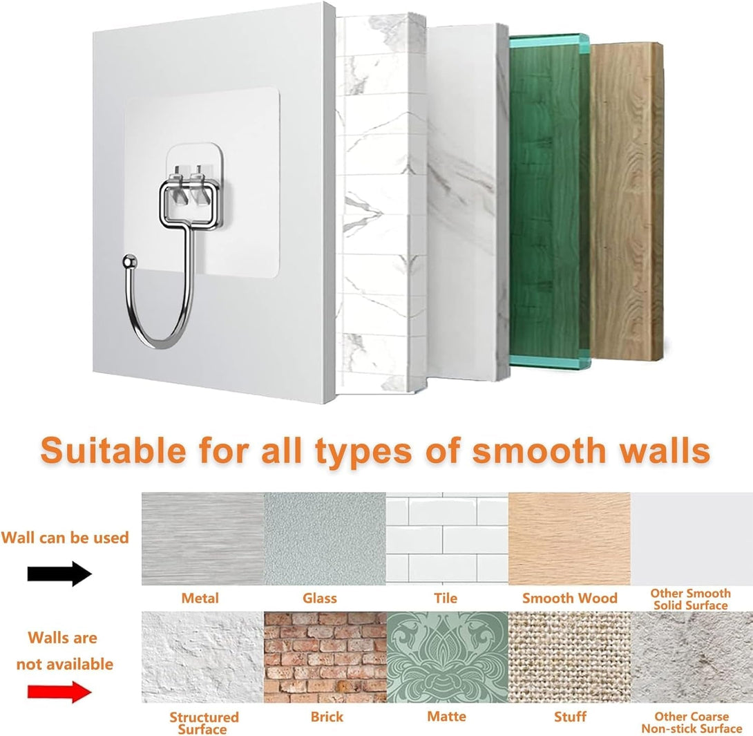 Adhesive Hooks for Hanging 33Lbs Heavy Duty Towel Coat Hooks Waterproof Self Adhesive Wall Hooks for Bathroom Shower Kitchen Door Home Improvement Utility Hook