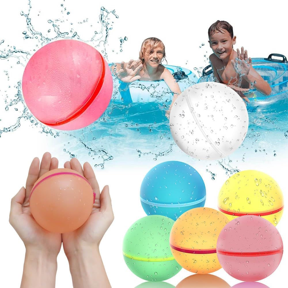 (12 PCS) WATER BALLOONS REUSABLE Silicone Magnetic Self Seal Water Bomb Quick Easy No Mess Backyard Pool Beach Camp Retreats Summer Splash Kids Teens Adults Outdoor Activities - Premium Quality!
