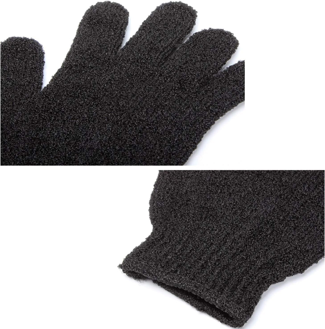 6Pairs Exfoliating Gloves - Premium Black Scrub Wash Mitt for Bath or Shower - Luxury Spa Exfoliation Accessories for Beauty Spa Massage, Suitable for Men and Women