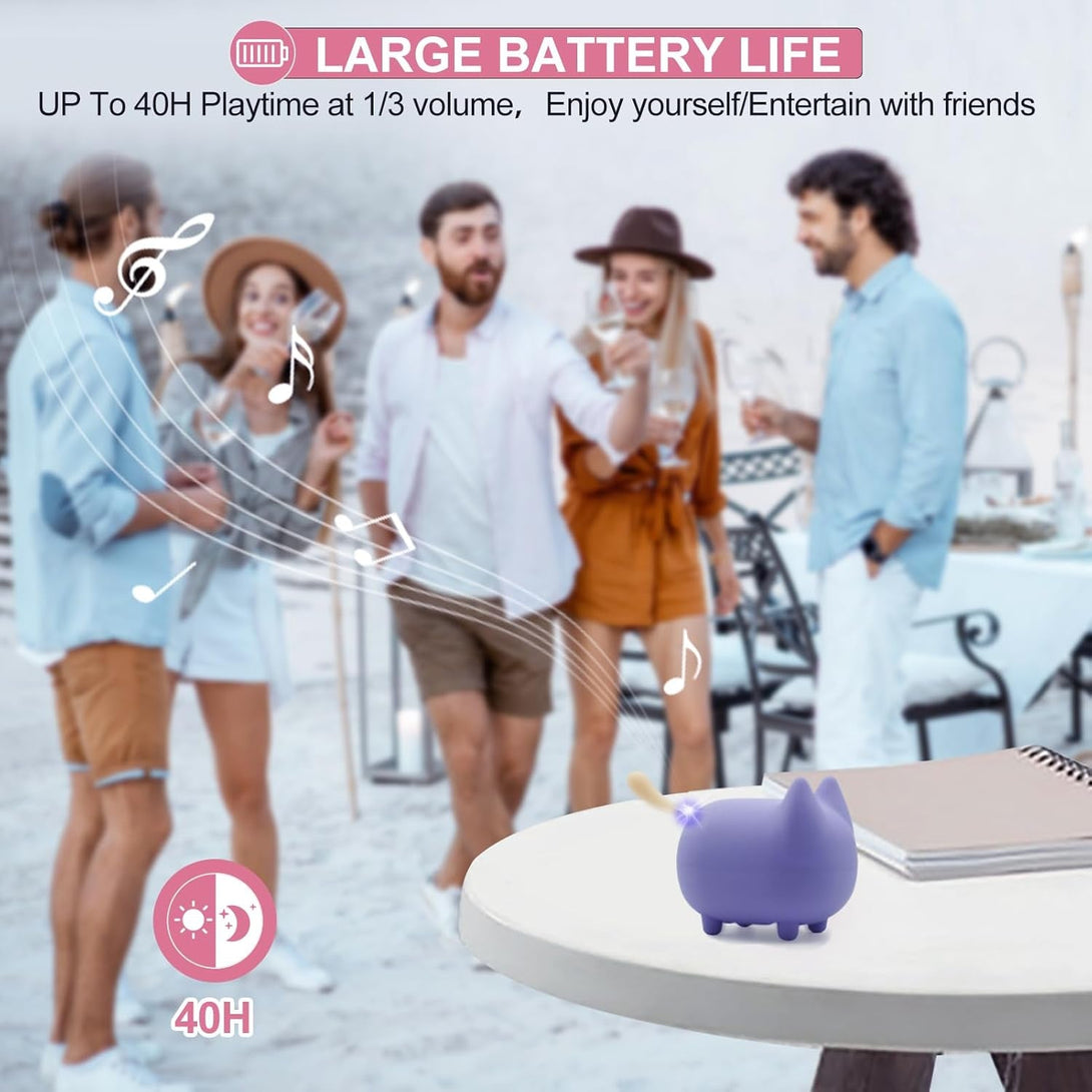 Small Bluetooth Speaker, Cute Cat Mini Wireless Speakers with Loud Stereo Sound, Built-In Mic, Super Bass, Dual Pairing, Portable Speaker for Teen Girl Birthday Gift Ideas (Purple)