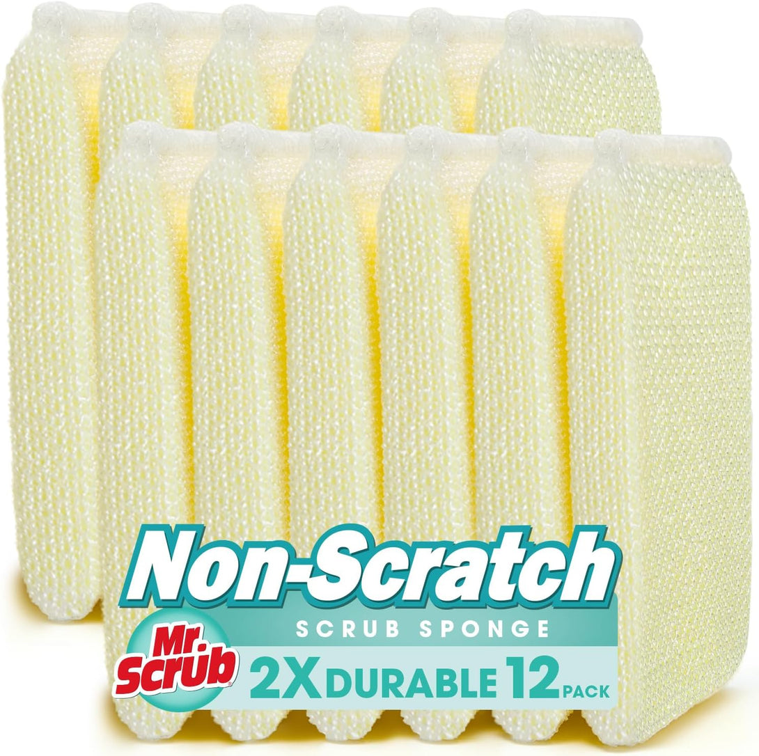 All-Purpose Sponges, Non Scratch, for Washing and Cleaning Dishes, Premium Scrub and Scrubbers, 12 Pads, Ideal for Kitchen, Bathroom