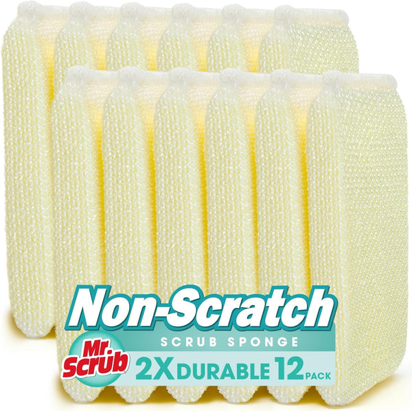 All-Purpose Sponges, Non Scratch, for Washing and Cleaning Dishes, Premium Scrub and Scrubbers, 12 Pads, Ideal for Kitchen, Bathroom