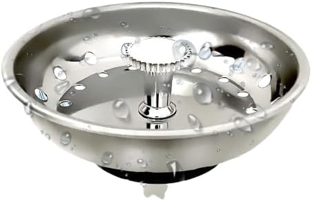 Kitchen Sink Drain Strainer 2 Pack of Stopper Combo Basket Replacement for 3-1/2 Inch Drain I Sink Drain Basket Stainless Steel Bathroom Sink