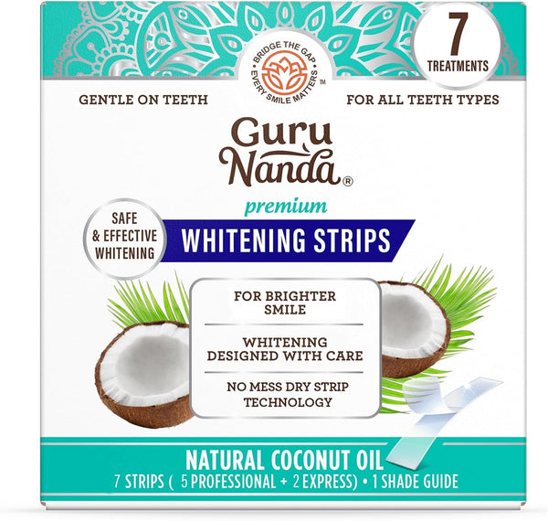 Gurunanda Teeth Whitening Strips - 7-Day Treatment with Non-Slip, Dry Strip Technology - Whitening Designed with Care for a Brighter Smile