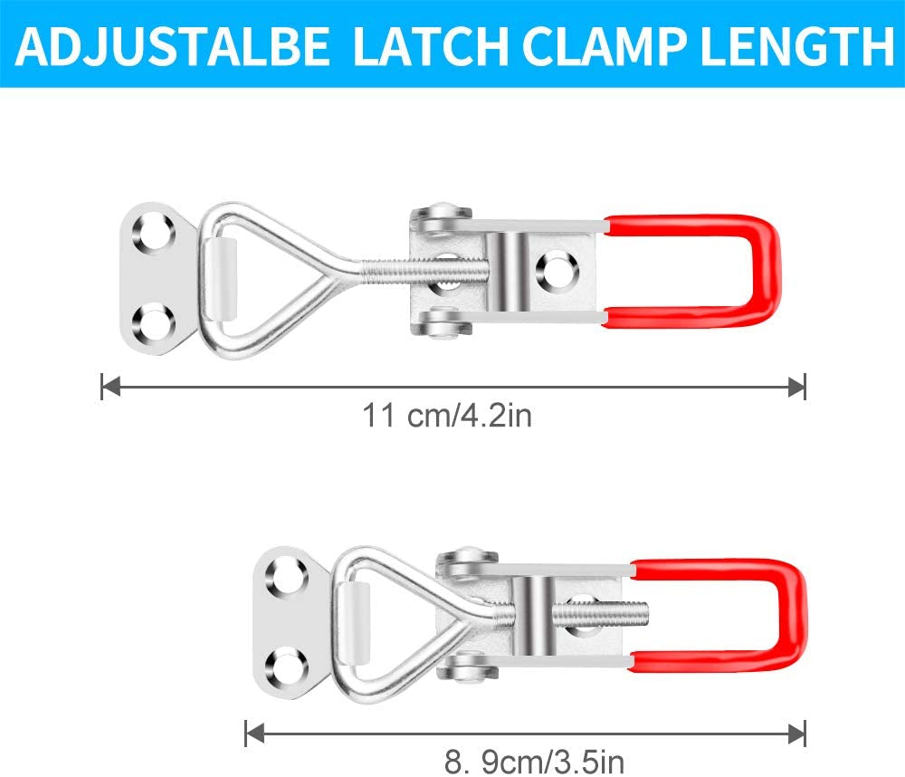 6 Pack Toggle Latch Clamp 4001, Adjustable Latch, Smoker Clamps Heavy Duty Latches, 330Lbs Holding Capacity Pull for Lid Jig, Tool Box Case (24PCS Screws)