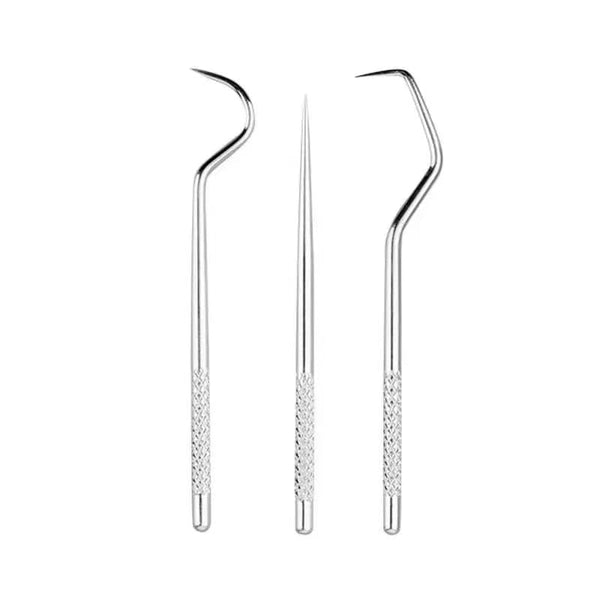 bonmall Dental Teeth Pick Stainless Steel Toothpick Set Reusable Tooth Stains Remover Dental Tool Teeth Cleaning Tools with Holder for Outdoor