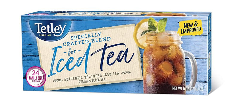 Tetley Black Tea, Iced Tea Blend, Family Size, 24 round Tea Bags
