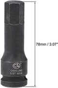 16mm Hex Impact Bit Socket, 1/2" Drive H16 Allen Socket, Cr-Mo Steel | Lengthen Hex Screwdriver Adapter for Electric Ratchet Wrenches Fastening Screws