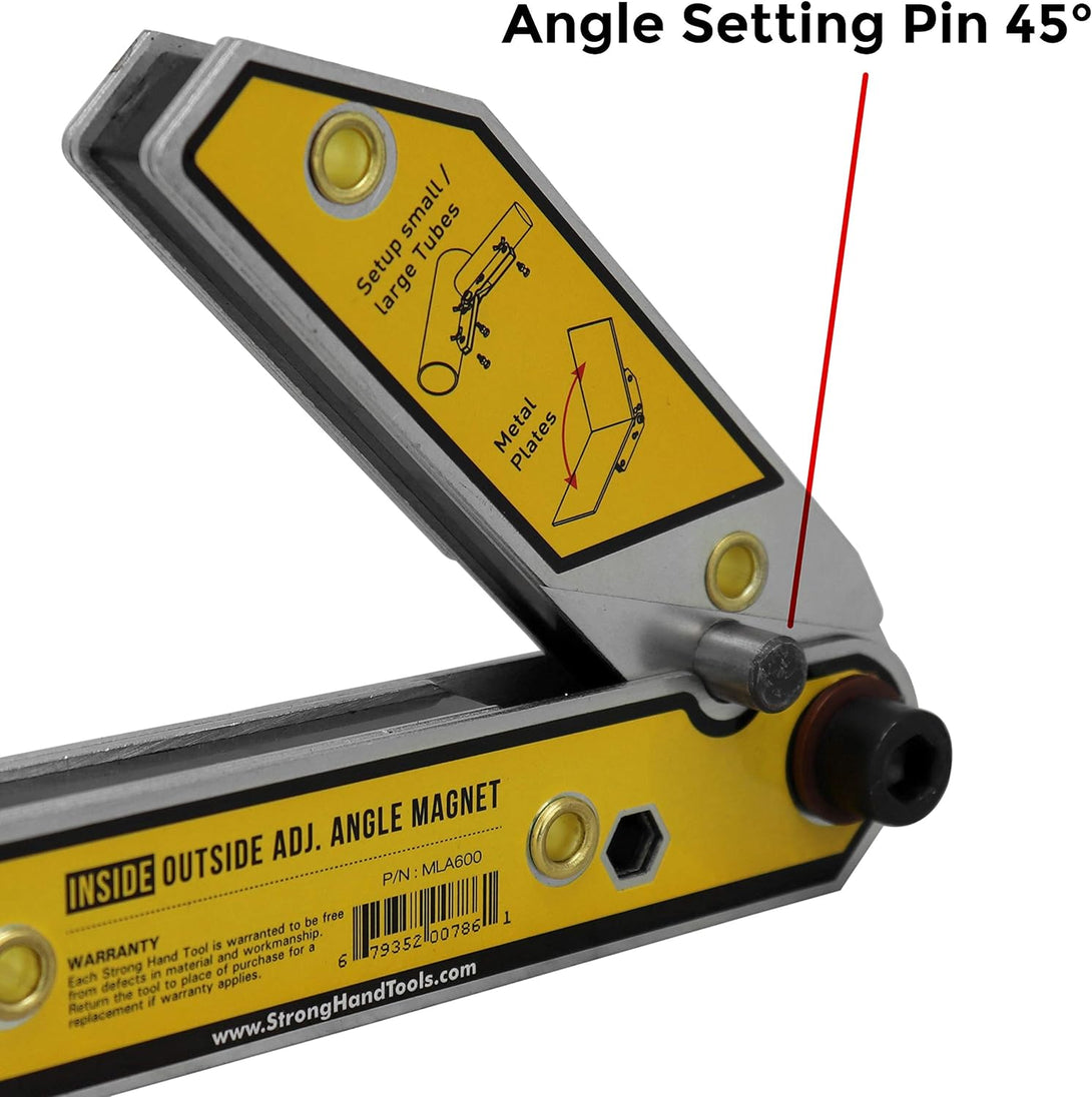 Adjustable Angle Magnetic Square, Angle 30°-270°, Inside/Outside Magnets, Angle Setting Pin, Mag. Pull Force 26 Lbs, Welding Square, "4.7", MLA450, Strong Hand Tools