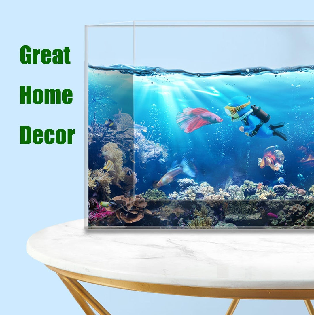 2-Pack Tank Decorations, Cute Little Diver, Aquarium Decoration Accessories Ornaments with Float Ball, Playmate for Tank Suitable for All Kinds of Fish and Tanks (Blue)
