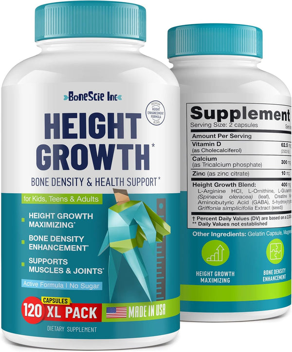 Height Growth Maximizer - Reach Natural Height - Made in USA - Height Pills Bone Growth - Grow Taller Supplement for Adults & Kids - Height Increase Pills - Maximum Height Growth Formula - 120 Caps