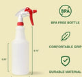 Heavy Duty 32Oz Plastic Spray Bottles for Cleaning - Large Empty Industrial Bottles for Gardening Solutions, Vinegar, Chemicals, Professional