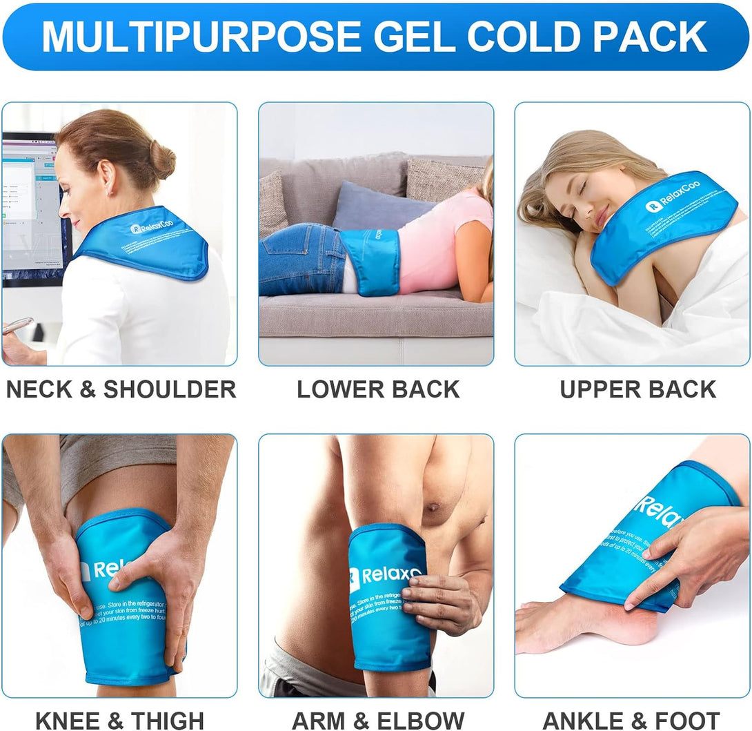 Neck Ice Pack Wrap, Reusable Gel Ice Pack for Neck Shoulders, Cold Compress Therapy for Pain Relief, Injuries, Swelling, Bruises, Sprains, Inflammation and Cervical Surgery Recovery