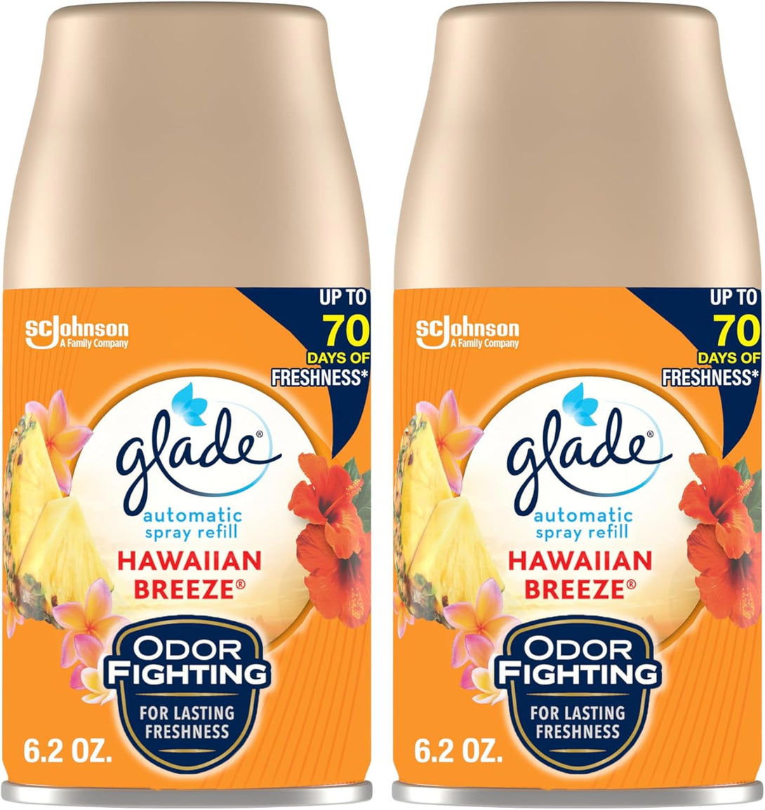 Glade Automatic Spray Refill, Air Freshener for Home and Bathroom, Hawaiian Breeze, 6.2 Oz, 2 Count