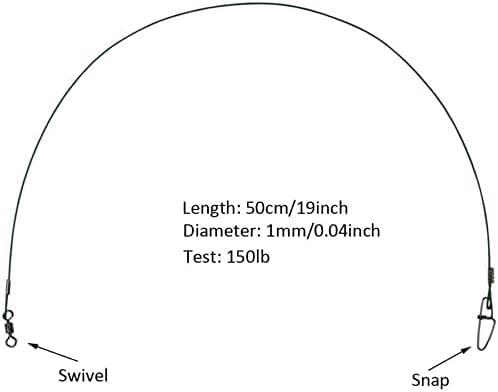 Joyiii 20Pcs 19inch Over 100Lb Fishing Wire Leaders Heavy Duty Fishing Stainless Steel Wire Leaders with Swivels and Snaps