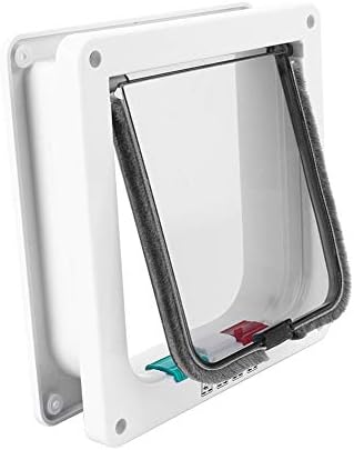 Pet Door 4 Way Lockable Cat Door Magnetic Cat Dog Flaps Smart Pet Flap Door Automatic Lock Cat Dog Gate for Window and Porch Use for Pet Cat Puppy