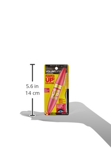 Maybelline Volum' Express Pumped up Colossal Mascara, Washable Formula Infused with Collagen for up to 16X Lash Volume, Glam Black, 1 Count