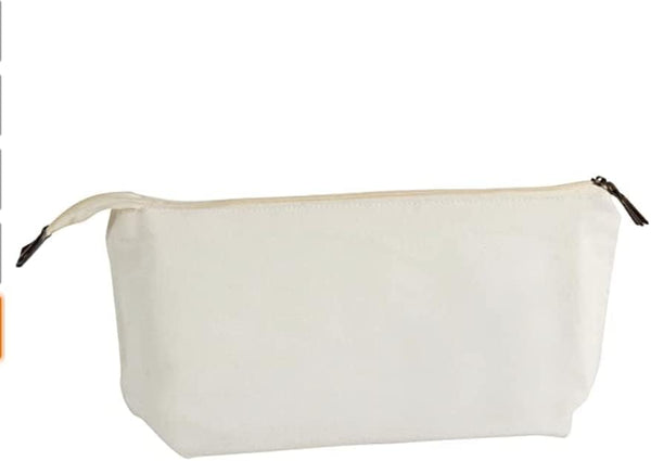 Juvale Canvas Makeup Bag - 6 Pack, 11.75 x 5.5 In, White Cotton - Travel Cosmetic & Toiletry Pouches with Zipper - Blank DIY Canvas Pouches for