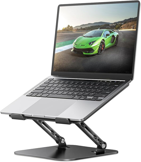 Adjustable Laptop Stand for Desk, Aluminum Portable Laptop Stand, Lightweight 500G, Foldable Ergonomic Computer Notebook Stand Holder for 11-16" Macbook Air Pro, Dell XPS,HP Computer Notebook, Black