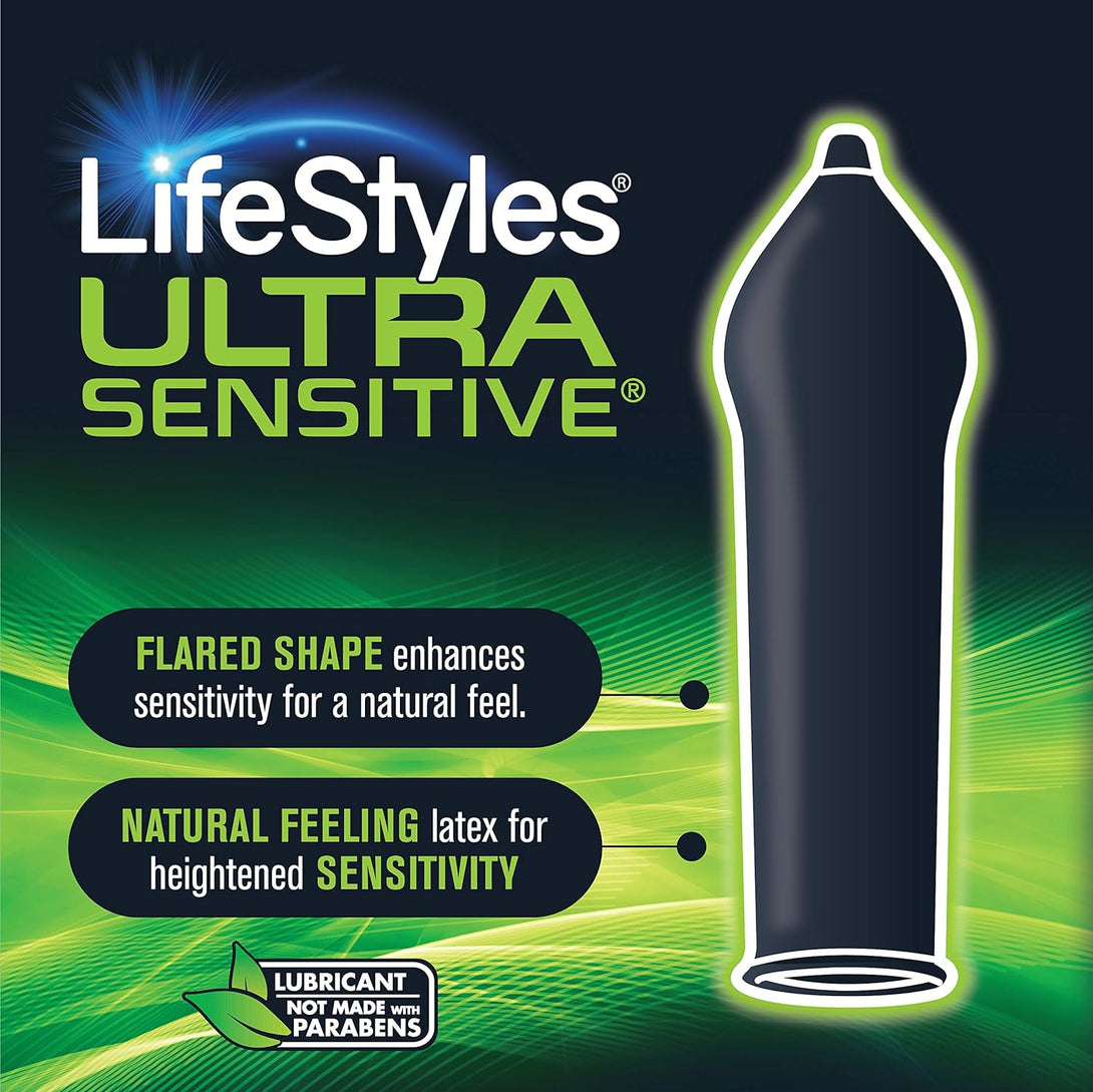 Lifestyles Ultra Sensitive Natural Feeling Lubricated Latex Condoms, 12 Count (Packaging May Vary)