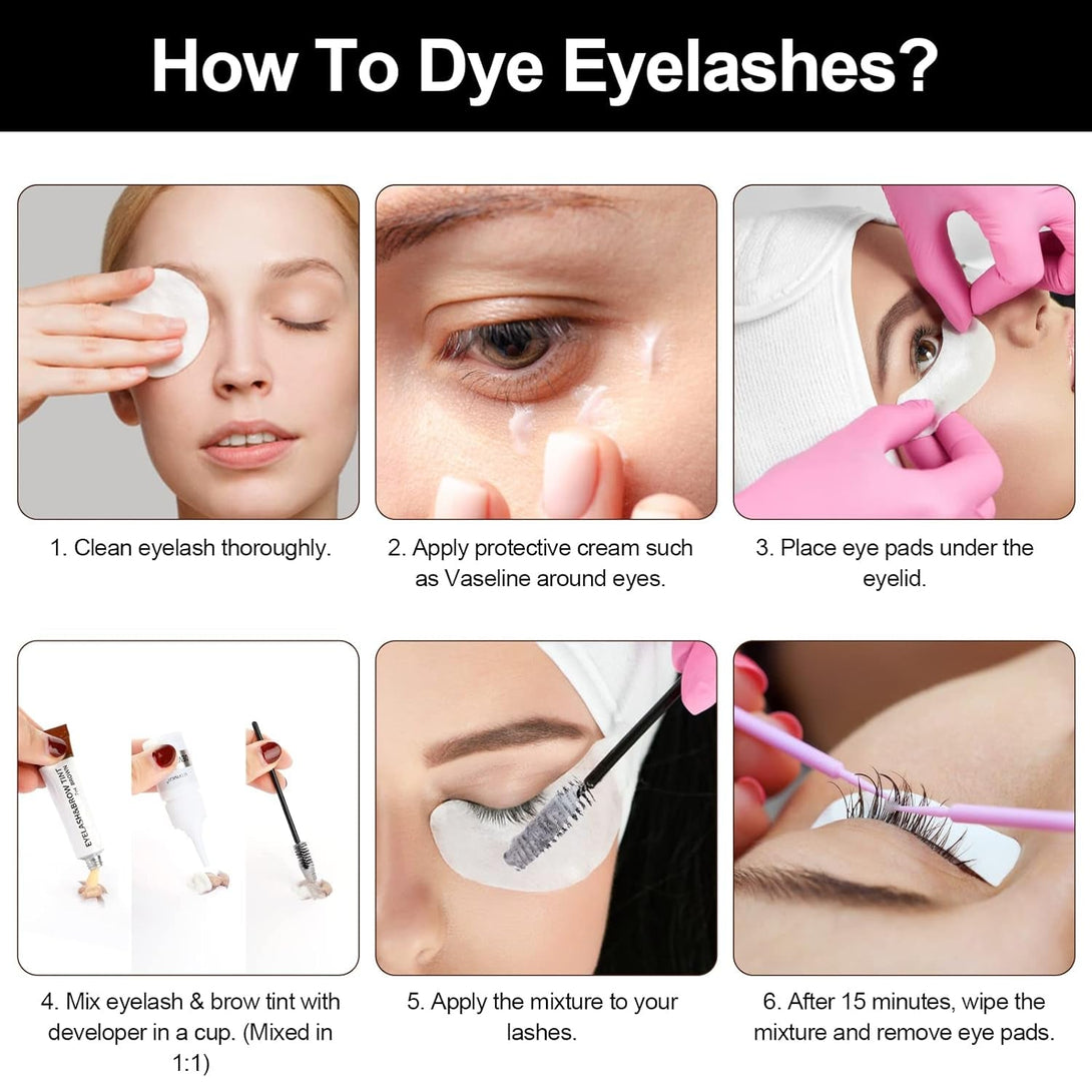 2-In-1 Eyelash & Eyebrow Kit, Professional Lash & Brow Color Kit, Lasting for 6 Weeks DIY Hair Coloring for Salon Home Use 7Ml (Black)