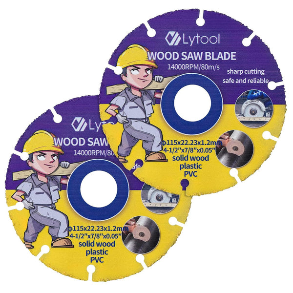 Lytool Woodworking Circular Saw Blade 4-1/2" for Angle Grinder, Wood Cutting Discs7/8 Arbor, Angle Grinder Blades for Wood,Woodworking, PVC, Rubber, Tire Cutting