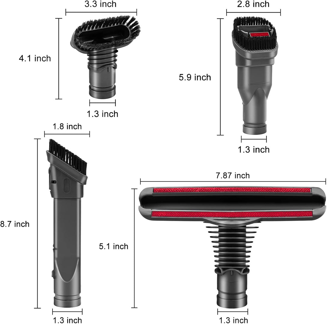 Replacement Attachments Tools Kit for Dyson V6 DC24 DC33 DC35 DC39 DC44 DC58 DC59 DC62 DC74, Dyson Cordless Vacuum Accessories (4 Pcs Set Brush Kit)