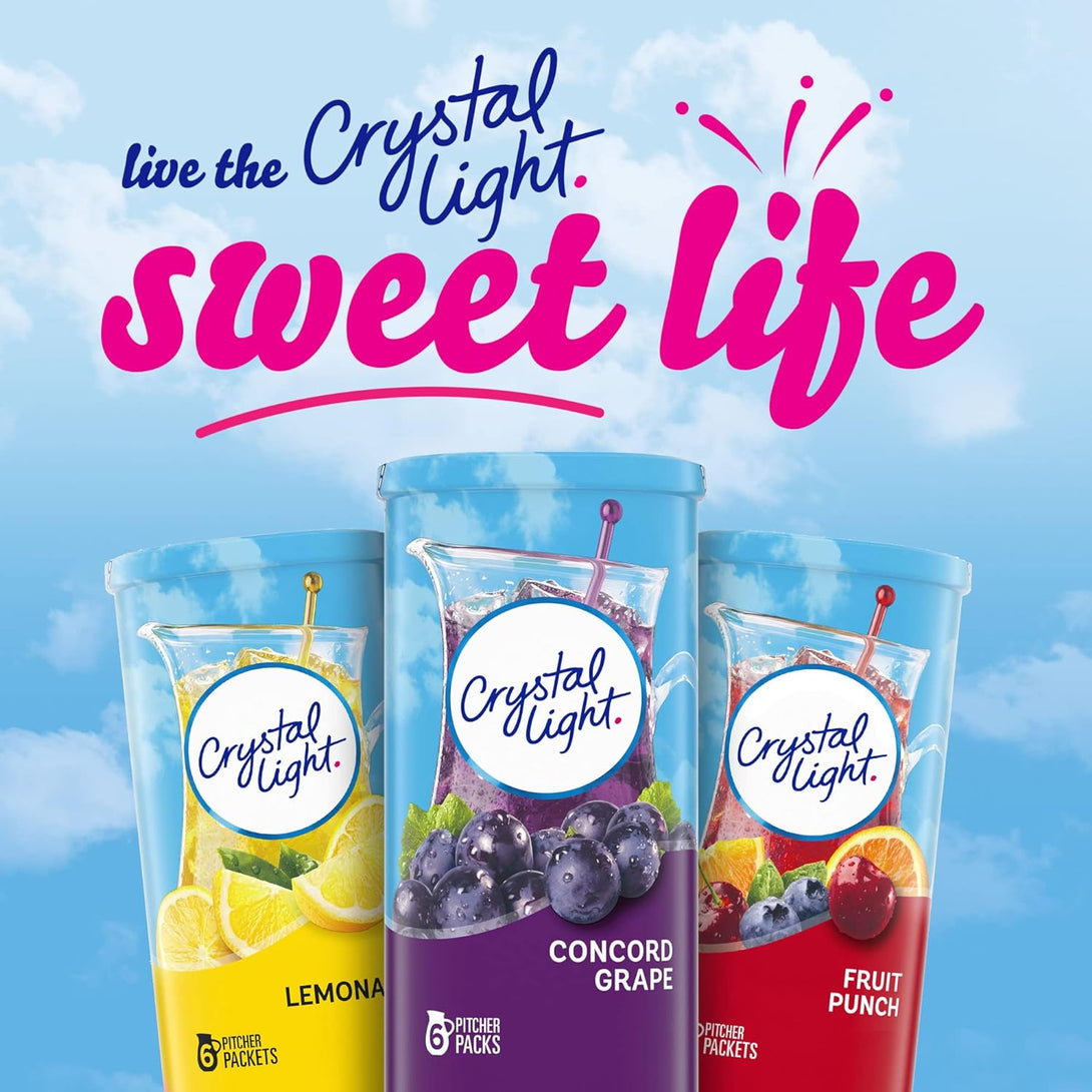 Crystal Light Concord Grape Artificially Flavored Powdered Drink Mix, 6 Ct Pitcher Packets