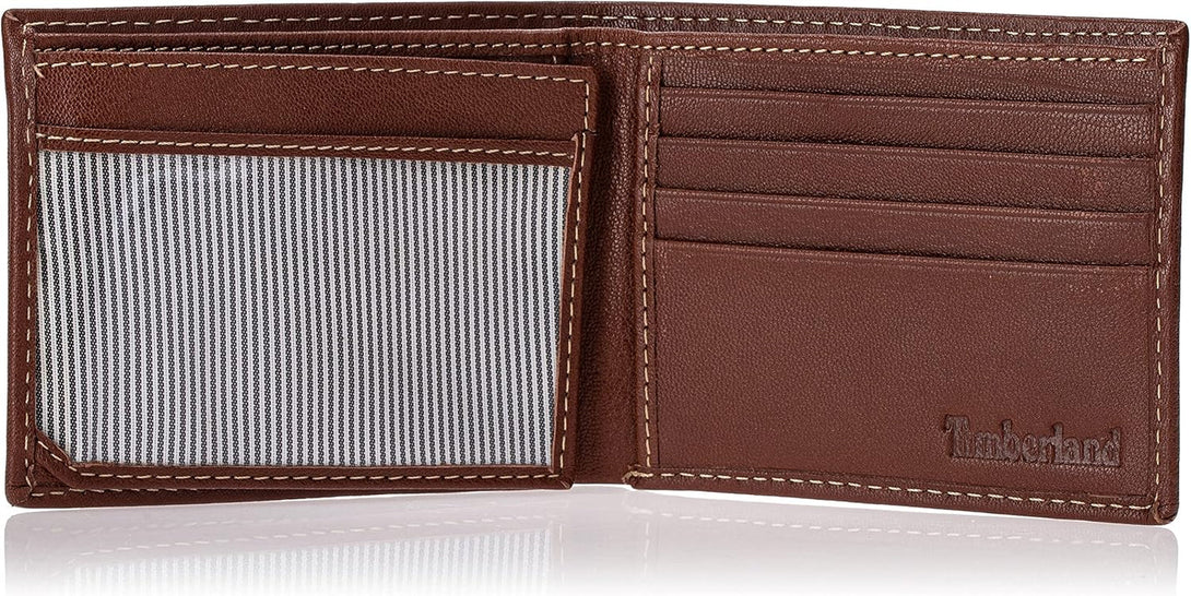 Timberland Men'S Leather Passcase Trifold Wallet Hybrid, Cognac (Hundson), One Size