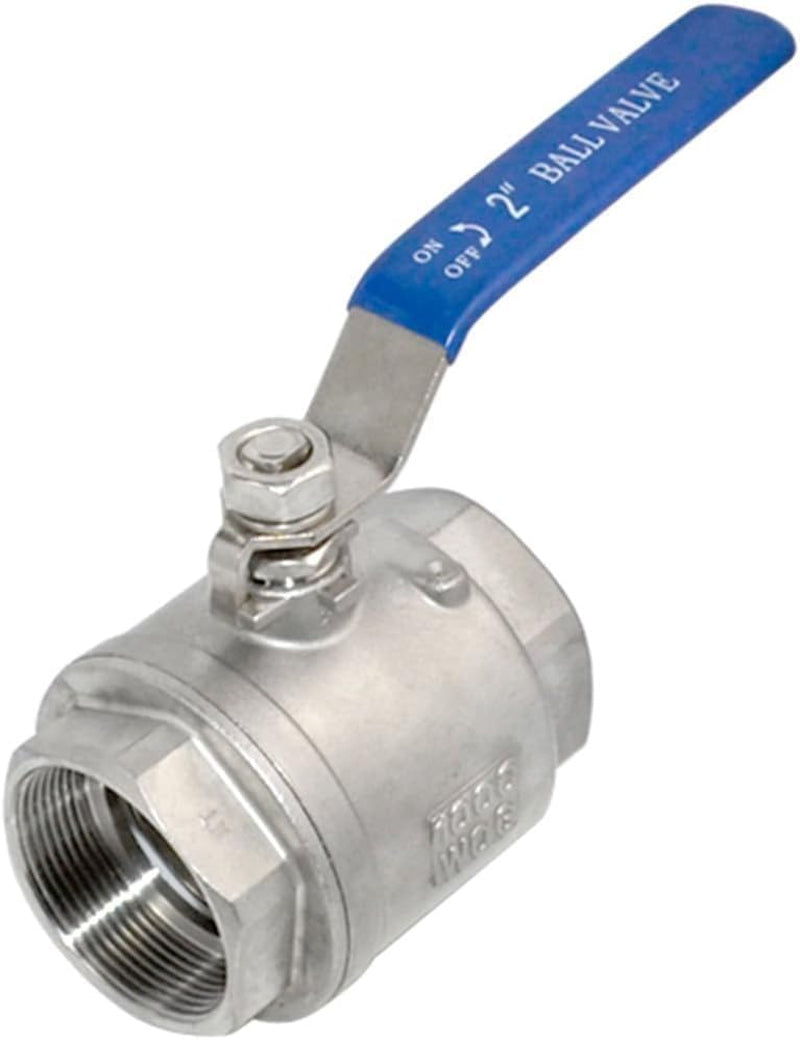 316 Stainless Steel 1/8"~3" Full Port Ball Valve with Blue Vinyl Handle, NPT Female X Female Thread,1000 WOG (2 Inch)