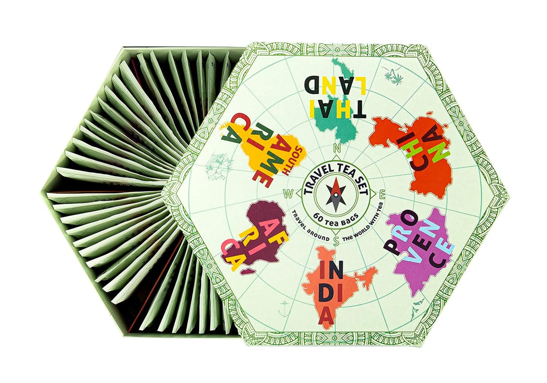 ACORUS Travel Tea Set | Round-The-World Trip of Your Dreams with Selection of Teas You Have Never Tasted before | Assorted Tea Gift Set | Herbal and Fruit Variety Pack | 60 Tea Bags