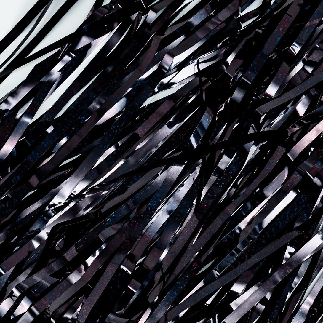Black Tinsel Curtain Party Backdrop - GREATRIL Party Streamers Backdrop Foil Fringe Curtains for Birthdays/Wizard Halloween Decorations - 1M X 2.5M - Pack of 2