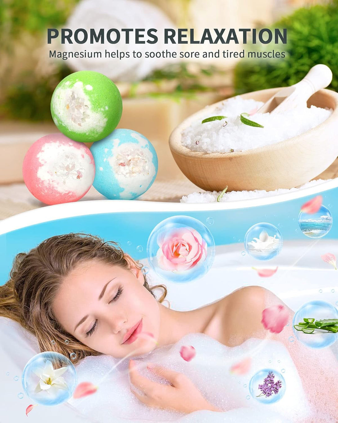 Light up Bath Bombs with Surprise Inside, 4.23 Oz Natural Gift Set 6 with Essential Oils, Magnesium Large Bath Bombs for Women Relaxing Spa Skin Moisturize Gifts for Women