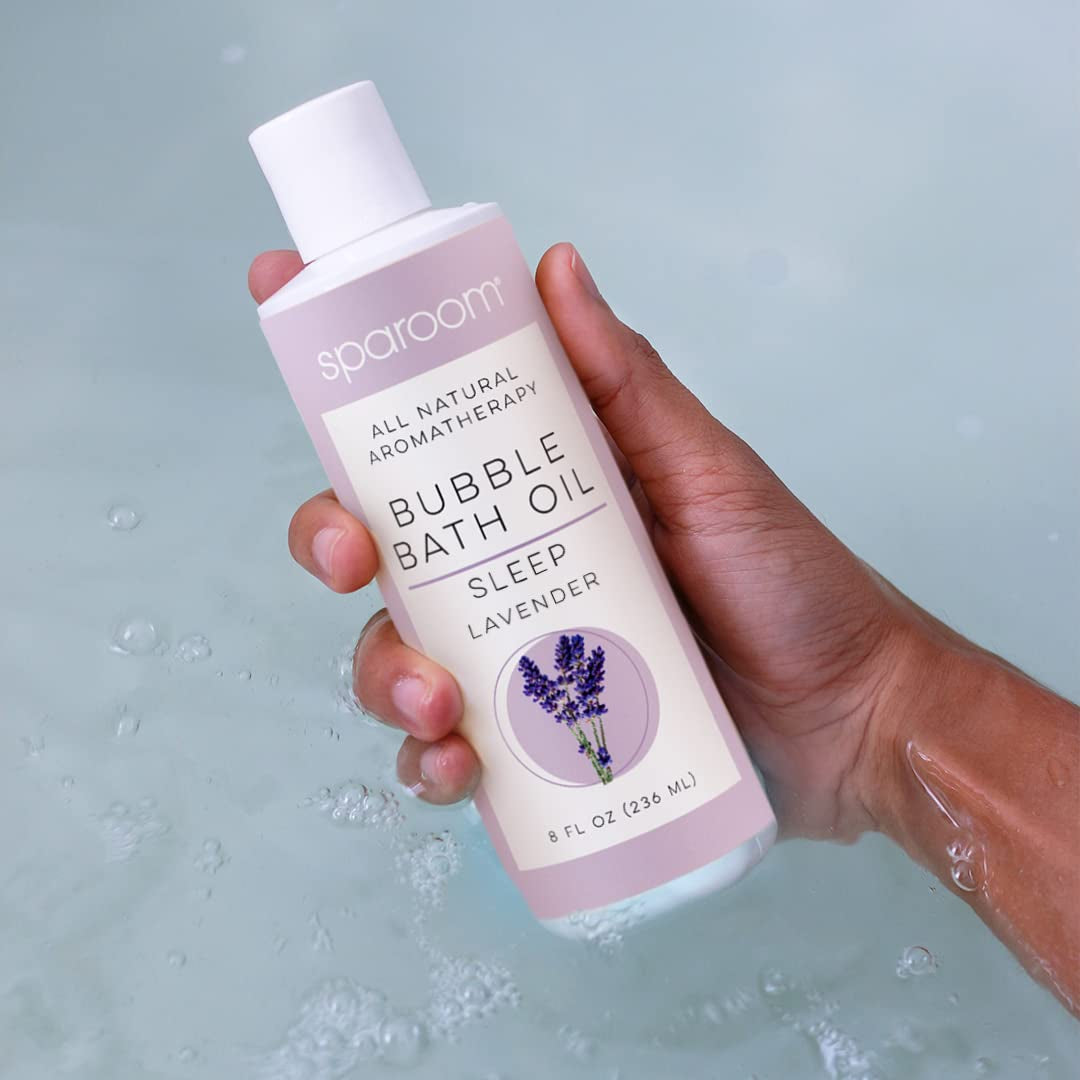 Sparoom All Natural Hydrating and Nourishing Aromatherapy Foaming Bubble Bath Oil with Jojoba Oil, Olive Oils and Aloe, 8 Oz, Sleep-Lavender