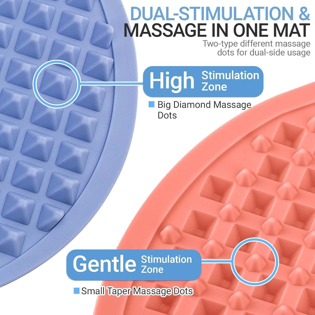 Silicone Foot Massager Mat, Large Reflexology Mat for Feet Relaxation, Portable Foot Acupressure Mat with Dual-Side Usage, Foldable Standing Desk Mat for Pain, Fatigue Relief(Gray-L)